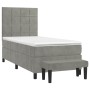 Cama box spring con colchón terciopelo gris claro 90x190 cm de vidaXL, Camas y somieres - Ref: Foro24-3137821, Precio: 354,45...