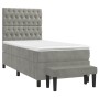 Cama box spring con colchón terciopelo gris claro 80x200 cm de vidaXL, Camas y somieres - Ref: Foro24-3137989, Precio: 362,71...