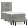 Cama box spring con colchón terciopelo gris claro 90x190 cm de vidaXL, Camas y somieres - Ref: Foro24-3137935, Precio: 339,32...