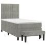 Cama box spring con colchón terciopelo gris claro 90x190 cm de vidaXL, Camas y somieres - Ref: Foro24-3137935, Precio: 339,32...