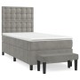 Cama box spring con colchón terciopelo gris claro 100x200 cm de vidaXL, Camas y somieres - Ref: Foro24-3138067, Precio: 369,6...