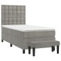 Cama box spring con colchón terciopelo gris claro 100x200 cm de vidaXL, Camas y somieres - Ref: Foro24-3138067, Precio: 369,6...
