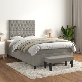 Cama box spring con colchón terciopelo gris claro 120x200 cm de vidaXL, Camas y somieres - Ref: Foro24-3138013, Precio: 476,3...