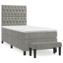 Cama box spring con colchón terciopelo gris claro 90x190 cm de vidaXL, Camas y somieres - Ref: Foro24-3137995, Precio: 355,51...