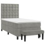 Cama box spring con colchón terciopelo gris claro 80x200 cm de vidaXL, Camas y somieres - Ref: Foro24-3138049, Precio: 358,98...