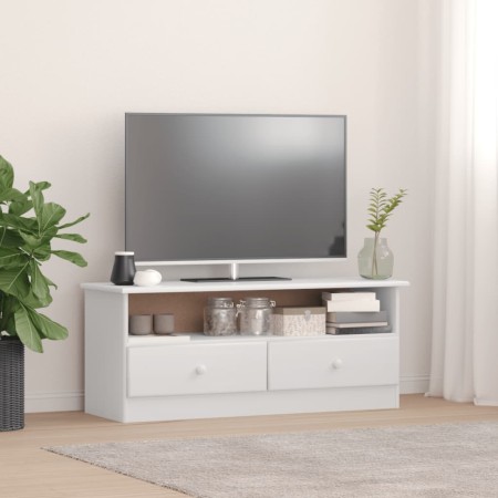 Mueble de TV con cajones ALTA madera de pino blanco 100x35x41cm en Muebles TV | Comprar online en Foru.es