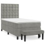 Cama box spring con colchón terciopelo gris claro 90x190 cm de vidaXL, Camas y somieres - Ref: Foro24-3138055, Precio: 336,63...