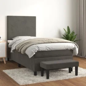 Cama box spring con colchón terciopelo gris oscuro 80x200 cm de vidaXL, Camas y somieres - Ref: Foro24-3137690, Precio: 345,6...