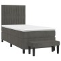 Cama box spring con colchón terciopelo gris oscuro 90x200 cm de vidaXL, Camas y somieres - Ref: Foro24-3137942, Precio: 360,5...
