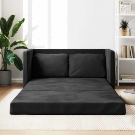 Sofá cama de suelo 2 en 1 terciopelo negro 122x204x55 cm en Sofás | Comprar online en Foru.es