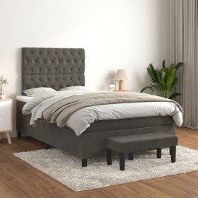Cama box spring con colchón terciopelo gris oscuro 120x200 cm de vidaXL, Camas y somieres - Ref: Foro24-3138014, Precio: 446,...