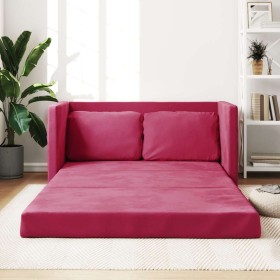 Sofá cama de suelo 2 en 1 terciopelo rojo tinto 122x204x55 cm en Sofás | Comprar online en Foru.es