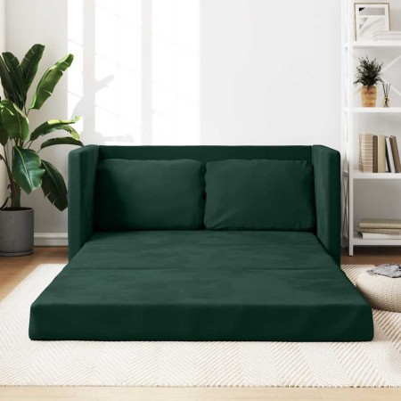 Sofá cama de suelo 2 en 1 terciopelo verde oscuro 122x204x55 cm en Sofás | Comprar online en Foru.es