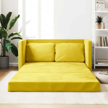 Sofá cama suelo 2 en 1 terciopelo amarillo oscuro 122x204x55 cm en Sofás | Comprar online en Foru.es