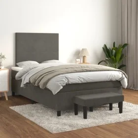 Box spring bed with dark gray velvet mattress 120x200 cm by vidaXL, Beds and slatted bases - Ref: Foro24-3137714, Price: 406,...