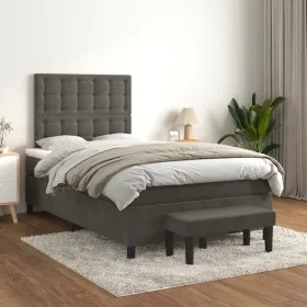 Box spring bed with dark gray velvet mattress 120x200 cm by vidaXL, Beds and slatted bases - Ref: Foro24-3138074, Price: 408,...