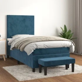 Cama box spring con colchón terciopelo azul oscuro 80x200 cm de vidaXL, Camas y somieres - Ref: Foro24-3137693, Precio: 337,3...
