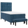 Cama box spring con colchón terciopelo azul oscuro 100x200 cm de vidaXL, Camas y somieres - Ref: Foro24-3138071, Precio: 387,...