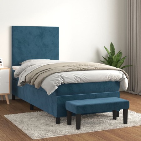 Cama box spring con colchón terciopelo azul oscuro 90x200 cm de vidaXL, Camas y somieres - Ref: Foro24-3137705, Precio: 380,2...