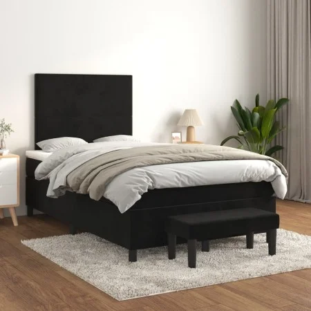 Cama box spring con colchón terciopelo negro 120x200 cm de vidaXL, Camas y somieres - Ref: Foro24-3137715, Precio: 442,21 €, ...