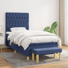 Boxspringbett mit blauer Stoffmatratze 100x200 cm von vidaXL, Betten und Lattenroste - Ref: Foro24-3137379, Preis: 381,42 €, ...
