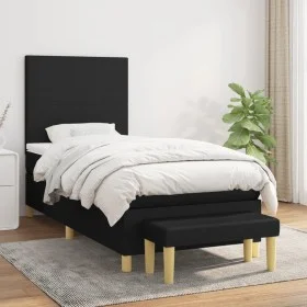 Cama box spring con colchón tela negro 90x200 cm de vidaXL, Camas y somieres - Ref: Foro24-3136967, Precio: 330,26 €, Descuen...