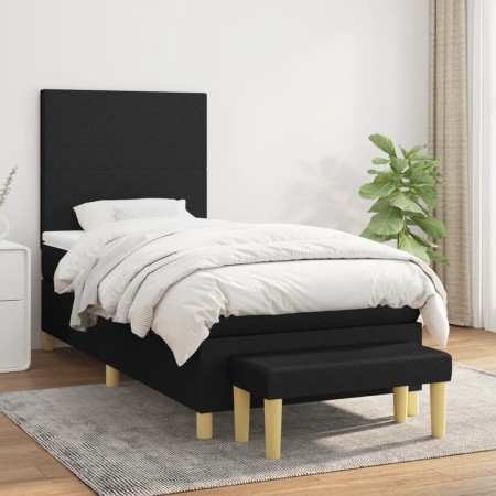 Cama box spring con colchón tela negro 90x200 cm de vidaXL, Camas y somieres - Ref: Foro24-3136967, Precio: 342,45 €, Descuen...