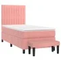 Box spring bed with pink velvet mattress 90x200 cm by vidaXL, Beds and slatted bases - Ref: Foro24-3137946, Price: 340,29 €, ...