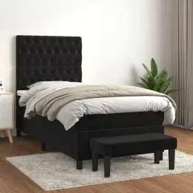 Cama box spring con colchón terciopelo negro 100x200 cm de vidaXL, Camas y somieres - Ref: Foro24-3138009, Precio: 378,86 €, ...