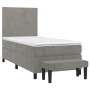 Cama box spring con colchón terciopelo gris claro 100x200 cm de vidaXL, Camas y somieres - Ref: Foro24-3137707, Precio: 337,4...