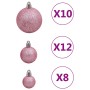 Juego de bolas de Navidad 111 pzas poliestireno rosa en Decoración Festiva y Estacional | Comprar online en Foru.es