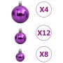 Juego de bolas de Navidad 111 pzas poliestireno morado en Decoración Festiva y Estacional | Comprar online en Foru.es