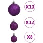 Juego de bolas de Navidad 111 pzas poliestireno morado en Decoración Festiva y Estacional | Comprar online en Foru.es