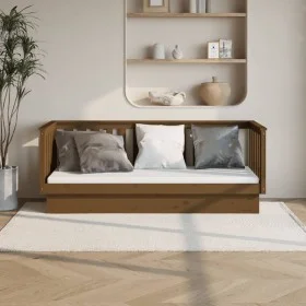 Sofá cama de madera maciza de pino marrón miel 90x190 cm de vidaXL, Camas y somieres - Ref: Foro24-821582, Precio: 147,66 €, ...