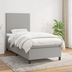 Boxspringbett mit hellgrauer Stoffmatratze 90x200 cm von vidaXL, Betten und Lattenroste - Ref: Foro24-3141585, Preis: 323,59 ...