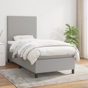 Cama box spring con colchón tela gris claro 90x200 cm de vidaXL, Camas y somieres - Ref: Foro24-3141585, Precio: 342,37 €, De...