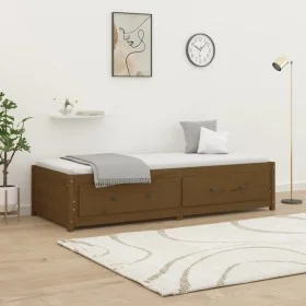 Honey brown solid pine wood sofa bed 90x190 cm by vidaXL, Beds and slatted bases - Ref: Foro24-821597, Price: 215,59 €, Disco...