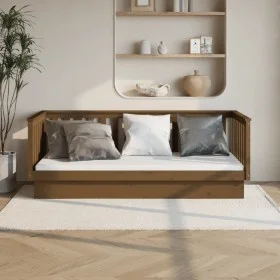 Sofá cama madera maciza de pino marrón miel 100x200 cm de vidaXL, Camas y somieres - Ref: Foro24-821572, Precio: 159,96 €, De...