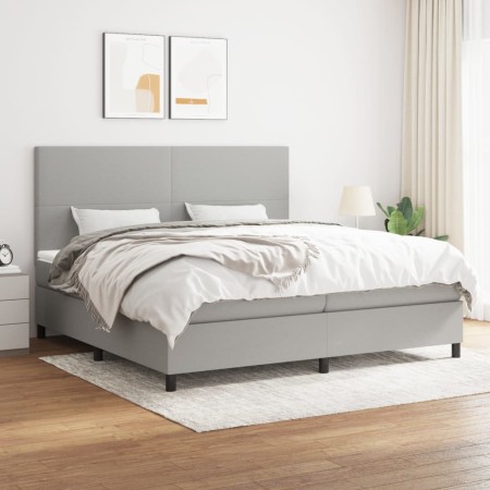 Cama box spring con colchón tela gris claro 200x200 cm de vidaXL, Camas y somieres - Ref: Foro24-3141641, Precio: 694,81 €, D...