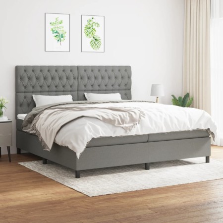 Cama box spring con colchón tela gris oscuro 200x200 cm de vidaXL, Camas y somieres - Ref: Foro24-3142042, Precio: 662,23 €, ...
