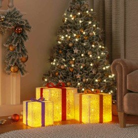 Cajas de regalo Navidad iluminadas 3 uds 64 LEDs blanco cálido en Decoración Festiva y Estacional | Comprar online en Foru.es