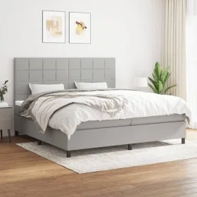 Cama box spring con colchón tela gris claro 200x200 cm de vidaXL, Camas y somieres - Ref: Foro24-3141801, Precio: 692,19 €, D...