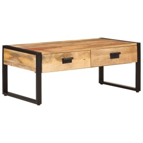 Mesa de centro hierro y madera maciza de mango 100x54x40 cm en Mesas de centro | Comprar online en Foru.es