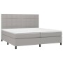 Cama box spring con colchón tela gris claro 200x200 cm de vidaXL, Camas y somieres - Ref: Foro24-3141801, Precio: 697,64 €, D...