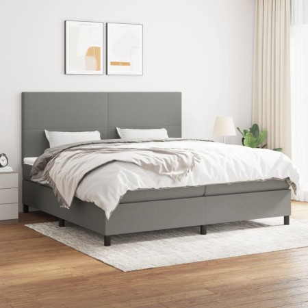 Cama box spring con colchón tela gris oscuro 200x200 cm de vidaXL, Camas y somieres - Ref: Foro24-3141642, Precio: 657,34 €, ...