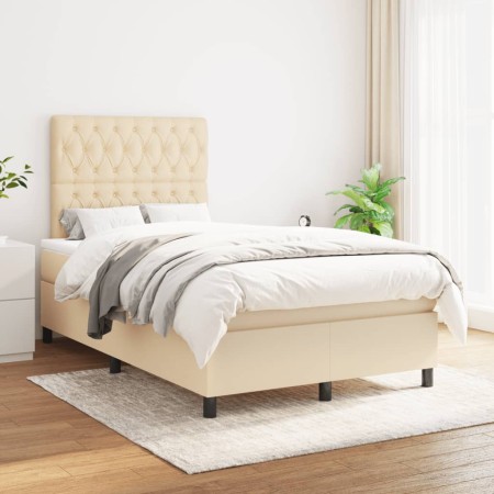 Cama box spring con colchón tela color crema 120x200 cm de vidaXL, Camas y somieres - Ref: Foro24-3142006, Precio: 441,64 €, ...