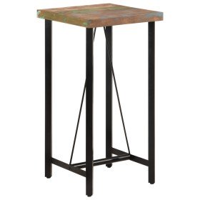Mesa alta de hierro y madera maciza reciclada 55x55x107 cm en Mesas de comedor | Comprar online en Foru.es