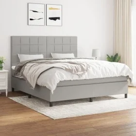 Box spring bed with light gray fabric mattress 180x200 cm by vidaXL, Beds and slatted bases - Ref: Foro24-3141793, Price: 600...