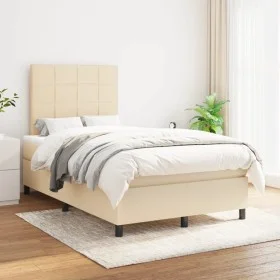 Box spring bed with cream fabric mattress 120x200 cm by vidaXL, Beds and slatted bases - Ref: Foro24-3141766, Price: 420,41 €...