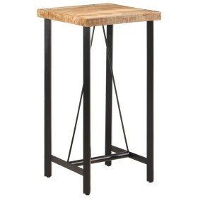 Mesa alta de hierro y madera maciza de mango 55x55x107 cm en Mesas de comedor | Comprar online en Foru.es